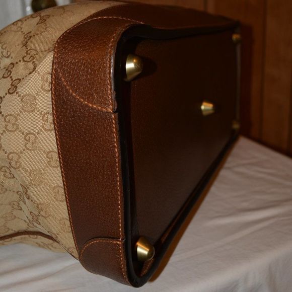 Rare Gucci Brown GG Canvas Web Travel Tote - Picture 7 of 8
